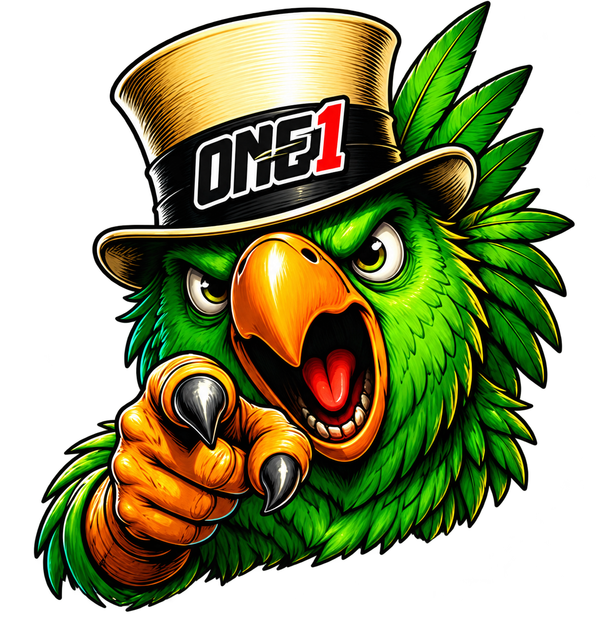 The Chozen parrot pointing right at you
