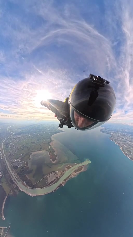 Wide view across Lake Constance during a wingsuit flight